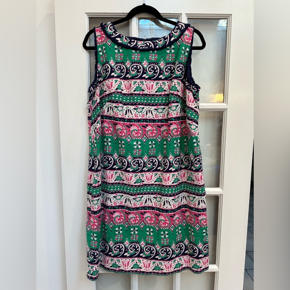 Talbots Fringe Sleeveless Floral Paisley Boho Southwestern Dress Plus Size 14W